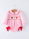 Heart Embroidered Gingham Bubble
