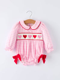 Heart Embroidered Gingham Bubble