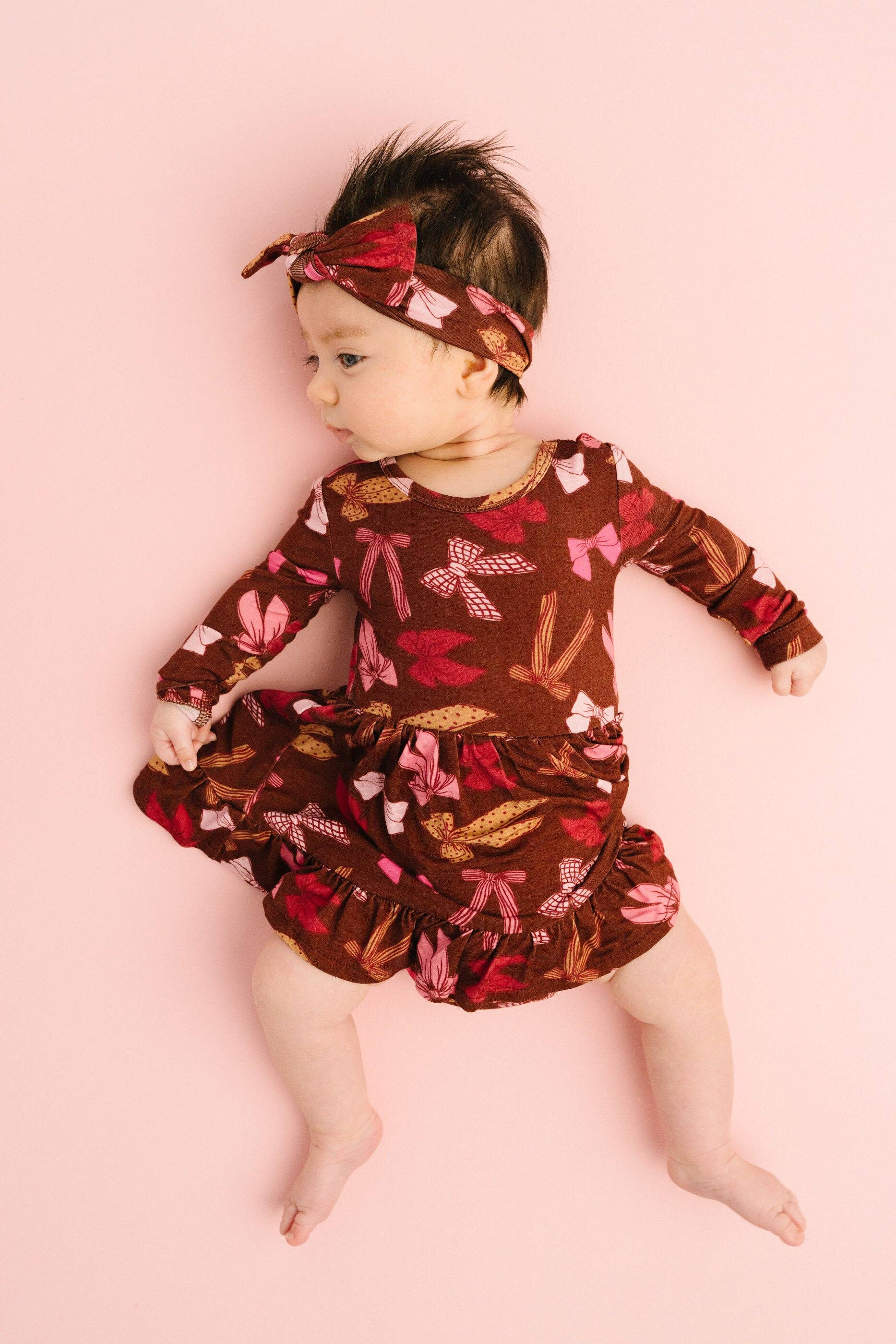 Darling Bows Long Sleeve Bodysuit Bamboo Dress