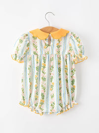 Fall Smocked Scallop Collar Romper