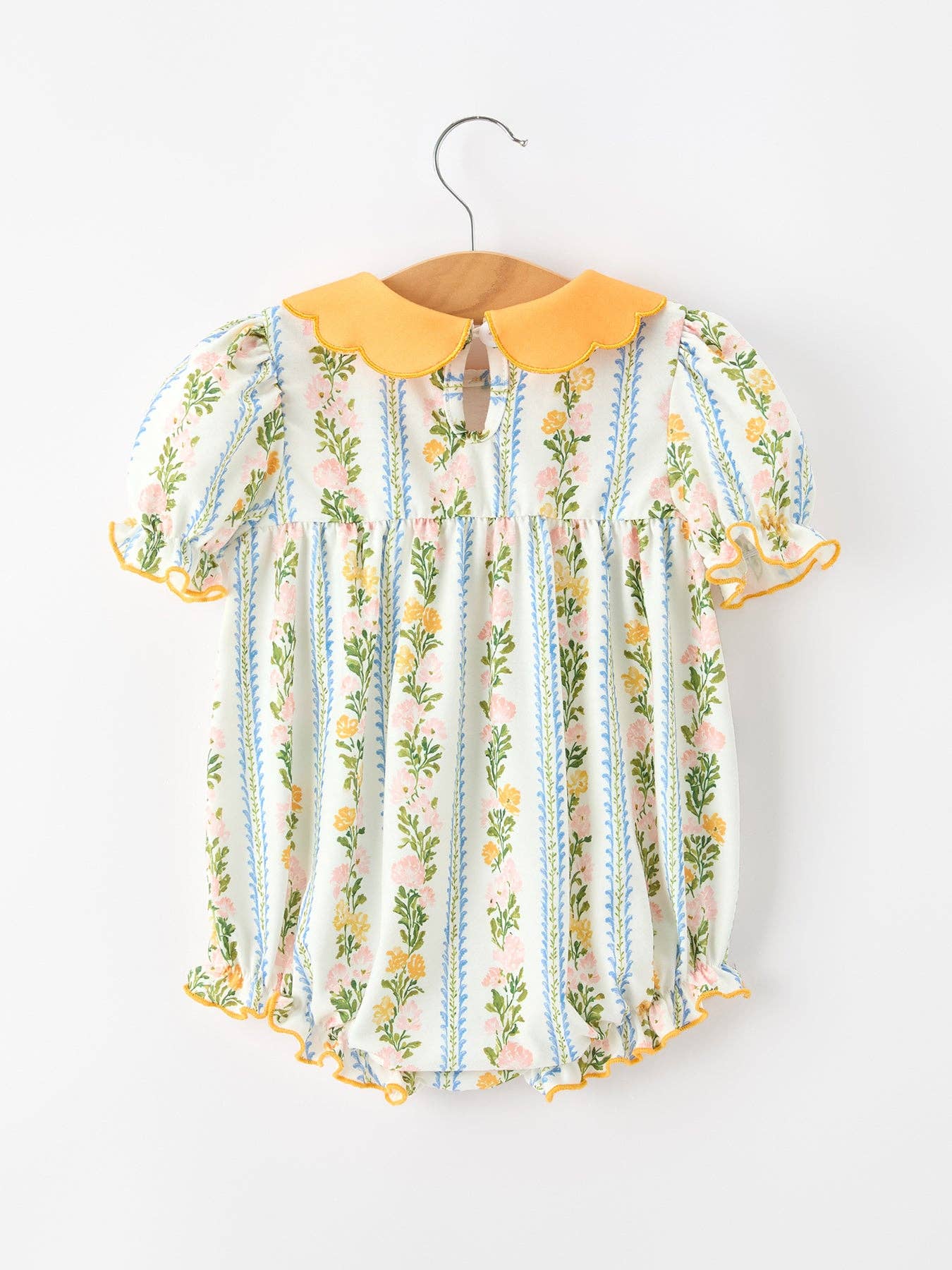 Fall Smocked Scallop Collar Romper