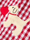 Valentine Applique Heart Dog Plaid Romper