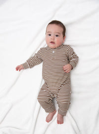 Chocolate Stripes - Sweatshirt Polo Romper