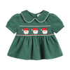 Green Velvet Santa Smocked Dress and Bloomers