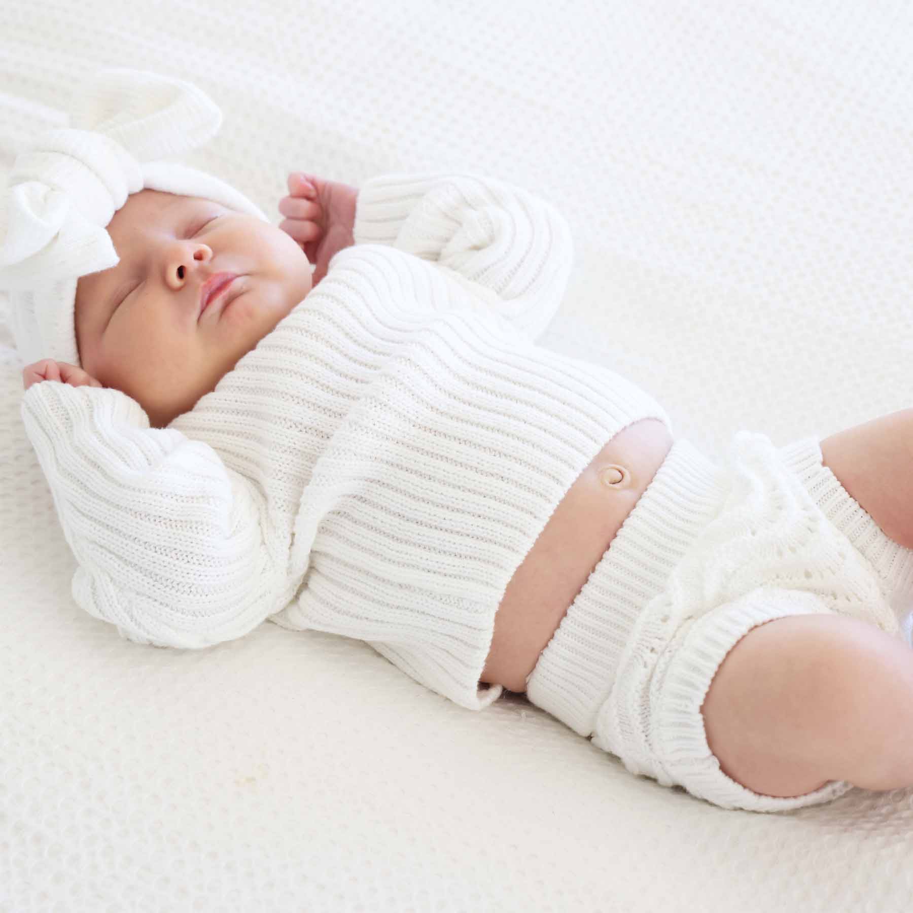 Knit Sweater & Lace Bloomer Set | Dove