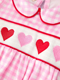 Heart Embroidered Gingham Bubble
