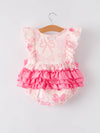 Pink Bow Print Romper