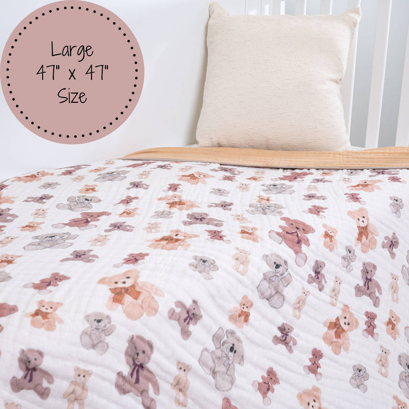 Teddy Bear Cotton Muslin Blanket