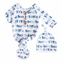 Newborn Baby Knot Gown & Hat Set | Little Sibling