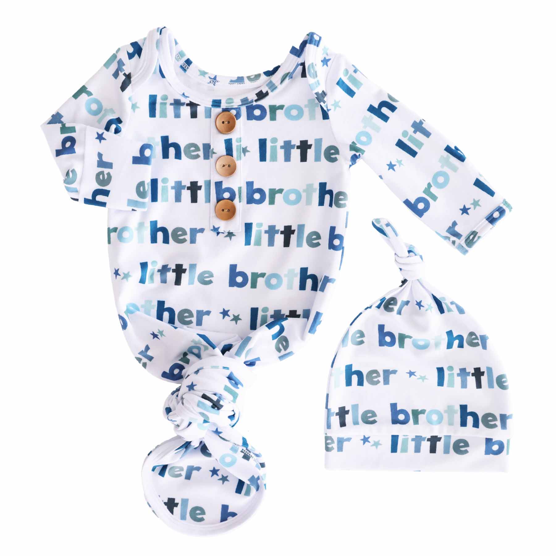 Newborn Baby Knot Gown & Hat Set | Little Sibling