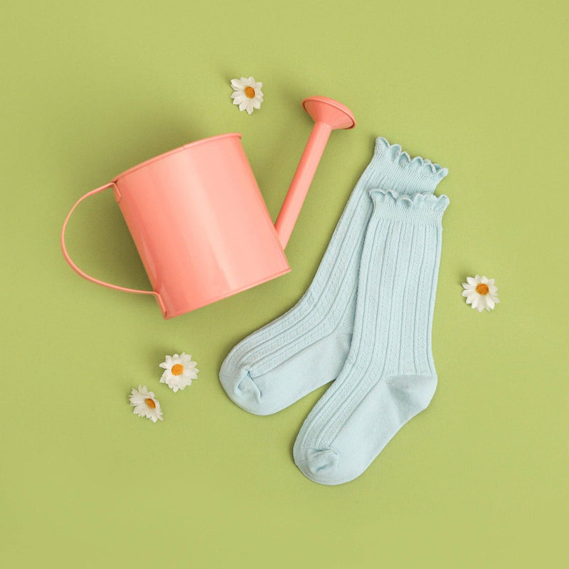 Robin Egg Frill Knee High Socks