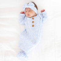 Blue-tiful Bows Newborn Baby Knot Gown & Hat Set