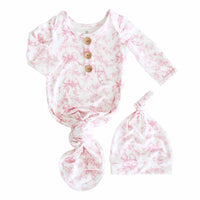 Fancy Frills Newborn Baby Knot Gown & Hat Set