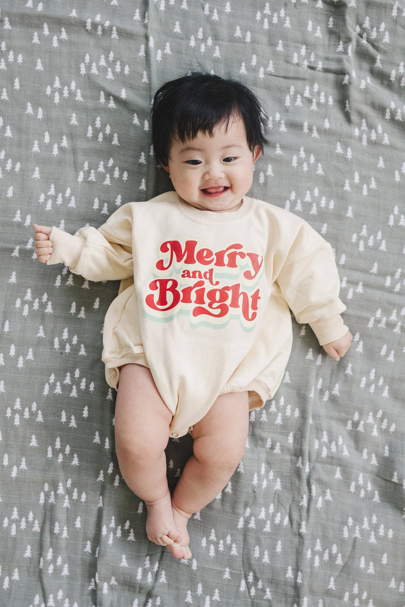 Merry & Bright Christmas Sweatshirt Romper