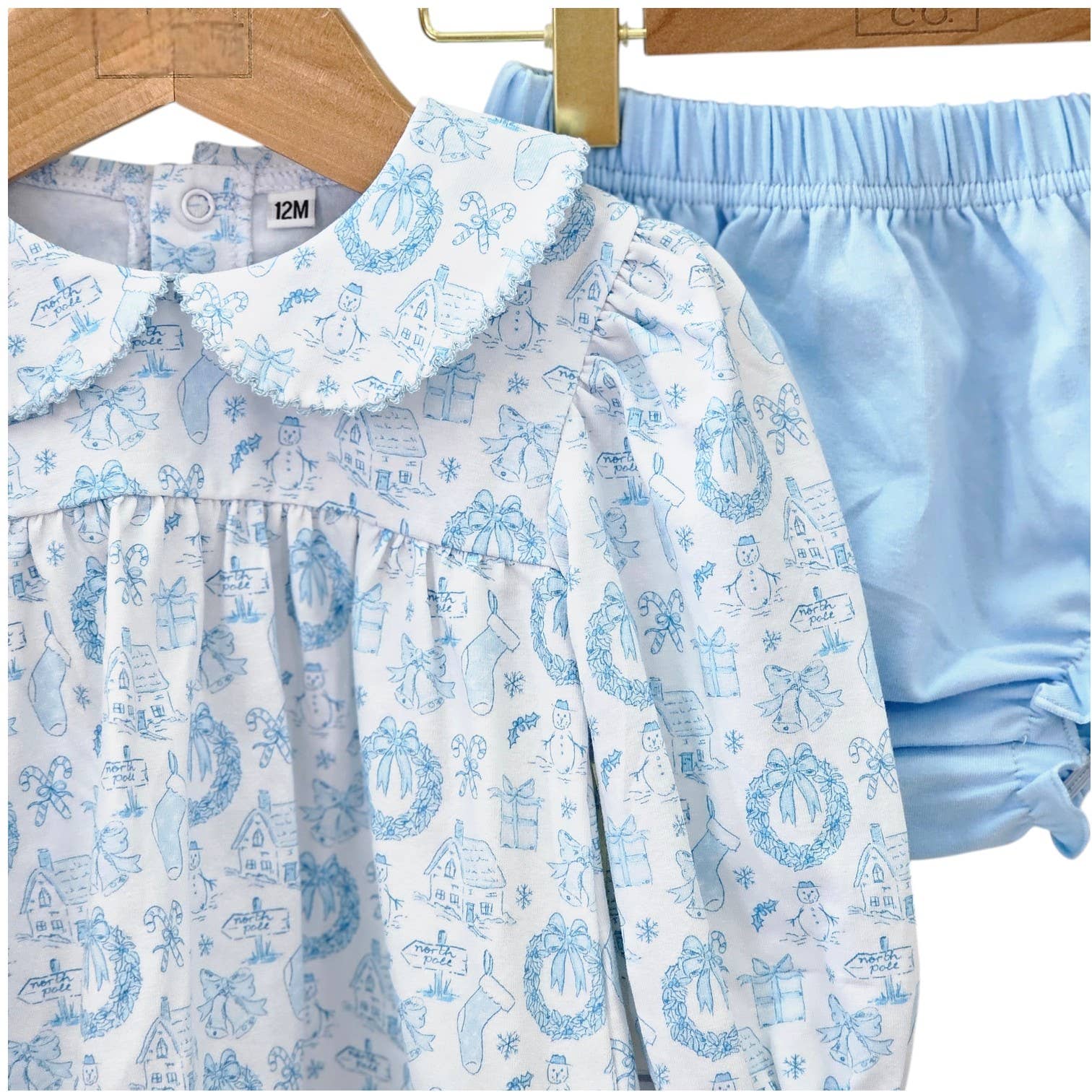 Blue Christmas Toile Bloomer Set