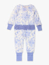 Periwinkle Blue Butterfly Garden Toile Bamboo Ruffle Zipper Pajama