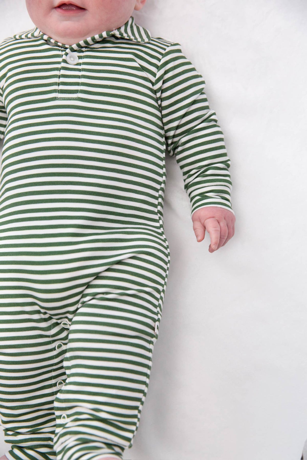 Stripes (Green) Sweatshirt Polo Romper
