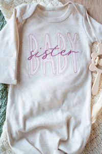 Oatmeal Knot Gown Pink Baby Sister