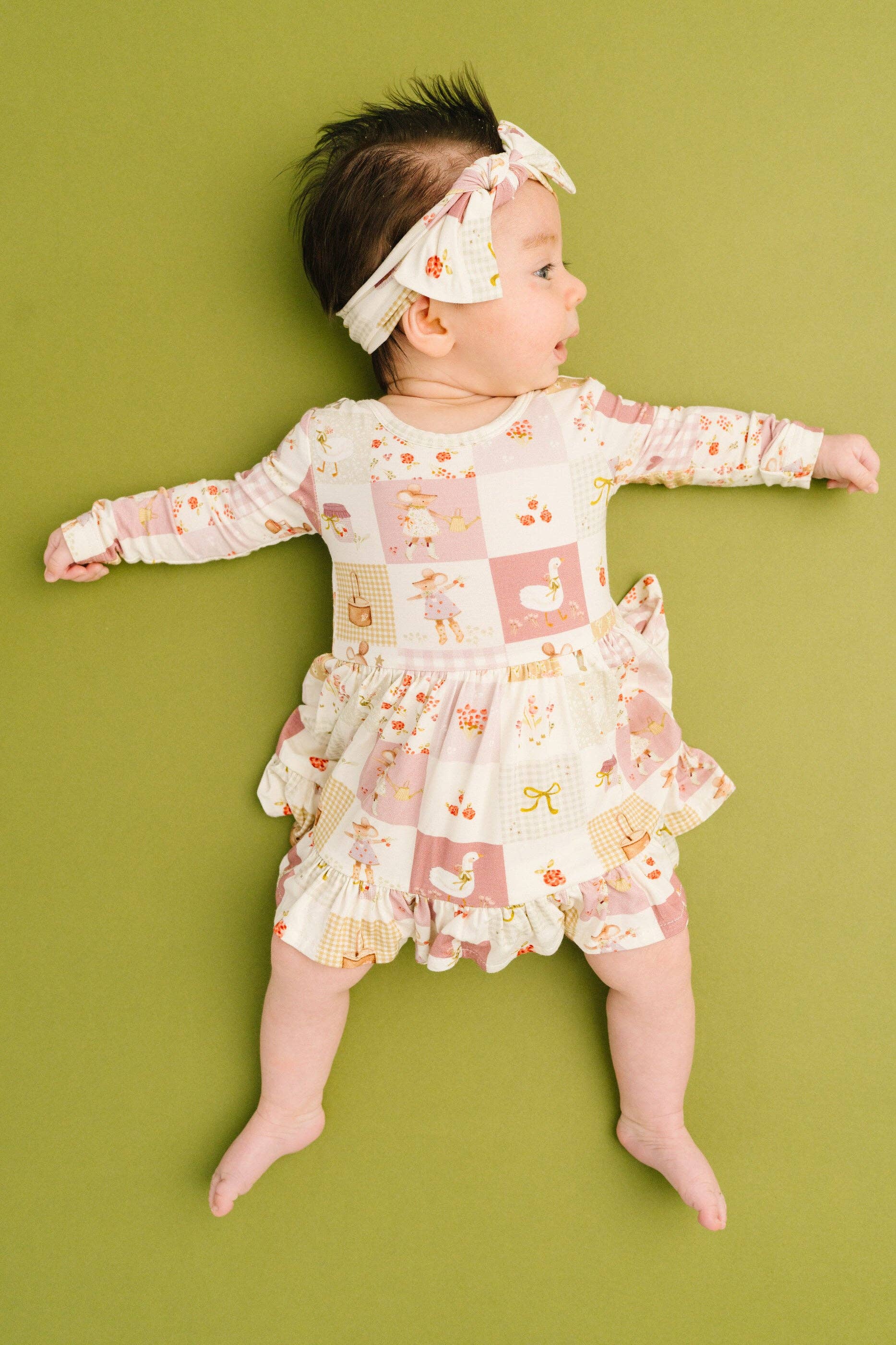 Storybook Picnic Long Sleeve Bodysuit Bamboo Dress