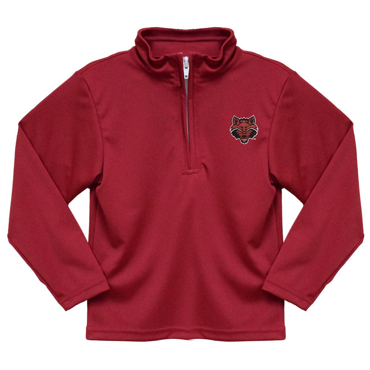 Arkansas State Red Wolves Embroidered Red Solid Quarter Zip Pullover