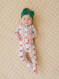 Retro Candy Cane Bamboo Zip Romper