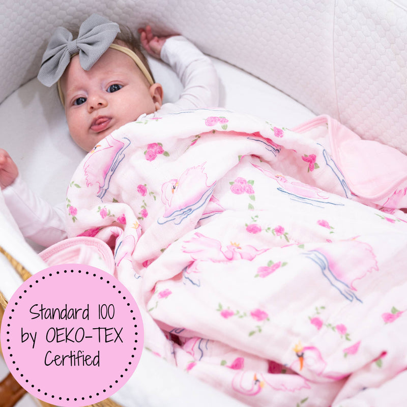 Elegant Swan Cotton Muslin Blanket