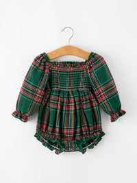 Christmas Plaid Smocked Bubble Romper
