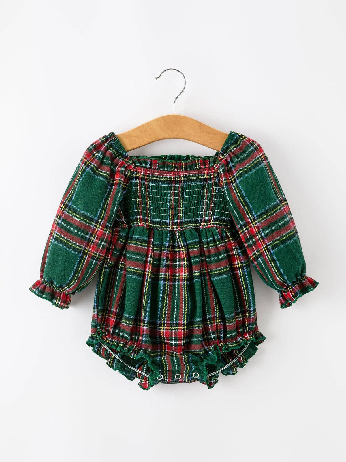 Christmas Plaid Smocked Bubble Romper
