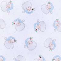 Santa Baby Print Ruffle Zip Footie - Light Blue