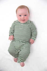 Stripes (Green) Sweatshirt Polo Romper