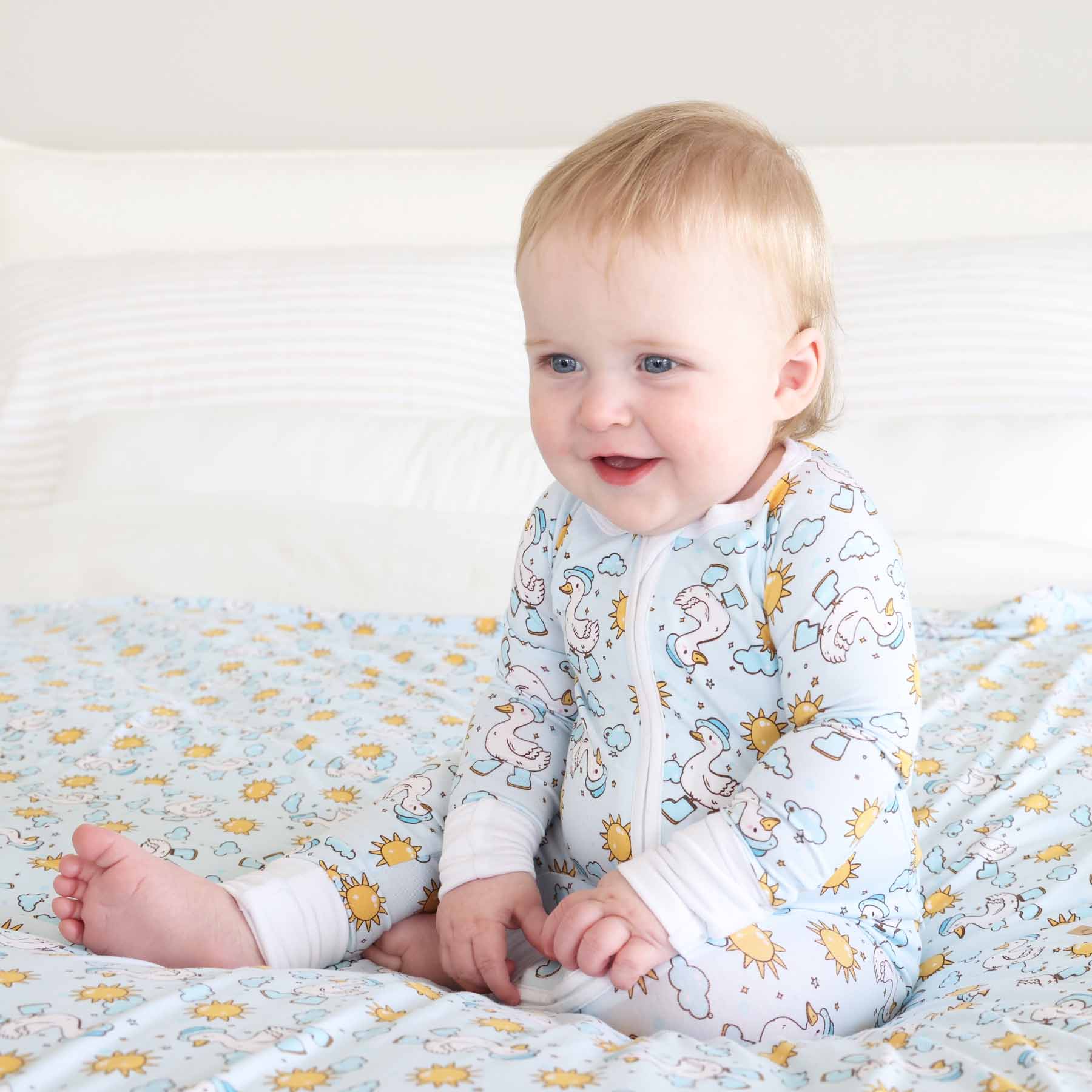 Silly Goose Convertible Zip Romper | Blue