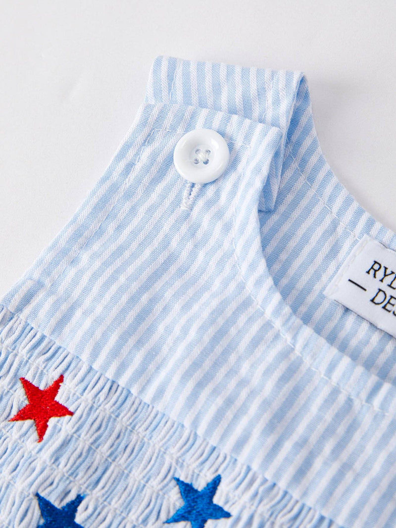 Star Smocking Embroidered Romper