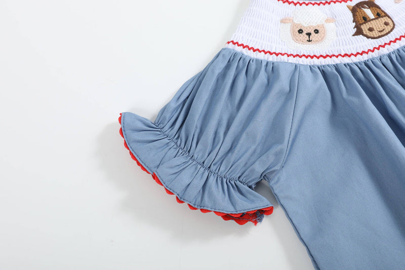 Farm Animal Smocked Bishop Dress