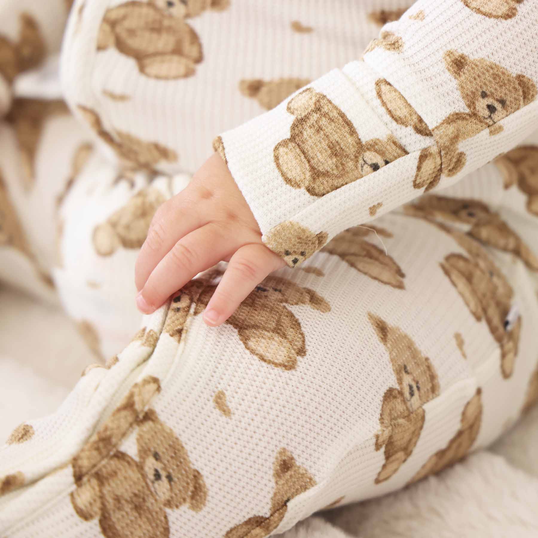 Beary Sweet Bamboo Waffle Convertible Zip Romper