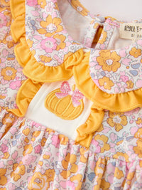 Pumpkin Floral Bubble Romper