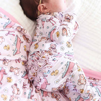 Bathtime Besties Ruffle Zipper Footie | Pink