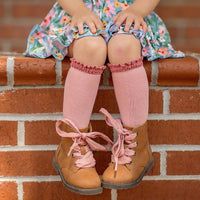 Blush + Mauve Lace Top Knee High Socks