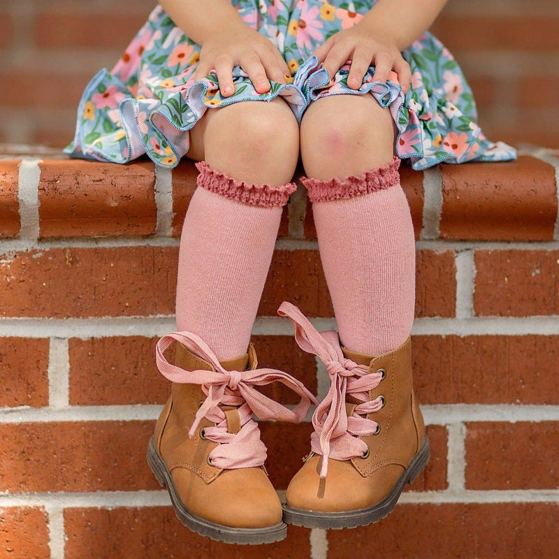 Blush + Mauve Lace Top Knee High Socks