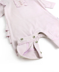 Lavender Knit Ruffle Henley Jumpsuit