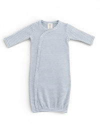 Dusty Blue Stripe / Ribbed Gown + Hat Set