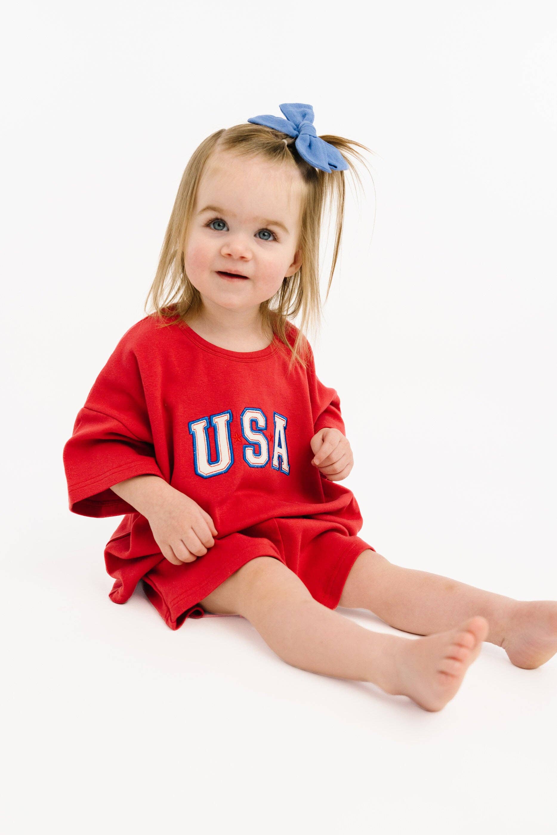 Red USA Embroidered Slouchy Set