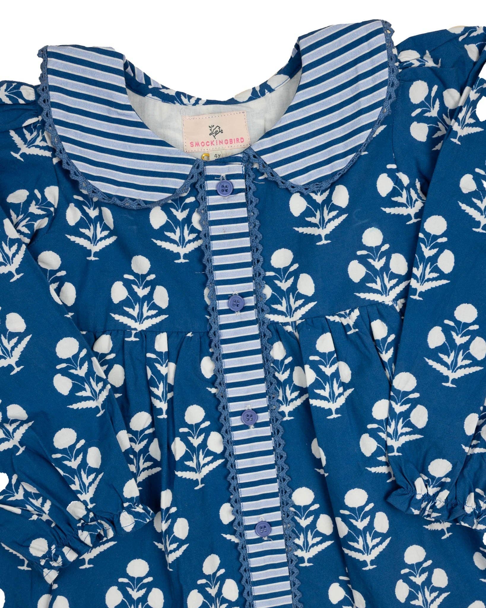 Midnight Bloom Block Print Dress