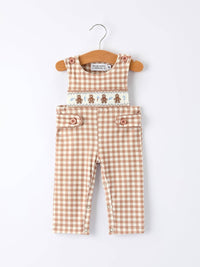 Christmas Plaid Gingerbread Romper