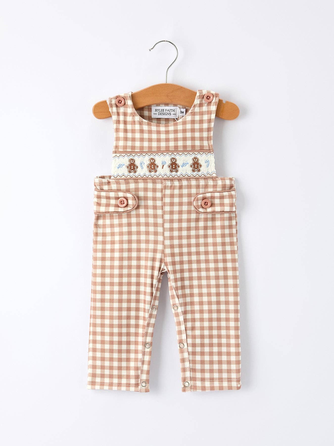 Christmas Plaid Gingerbread Romper