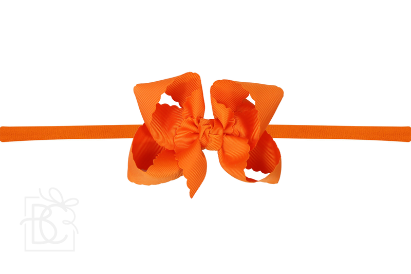 Nylon Headband w/ Scalloped Bow (Mult. Colors)
