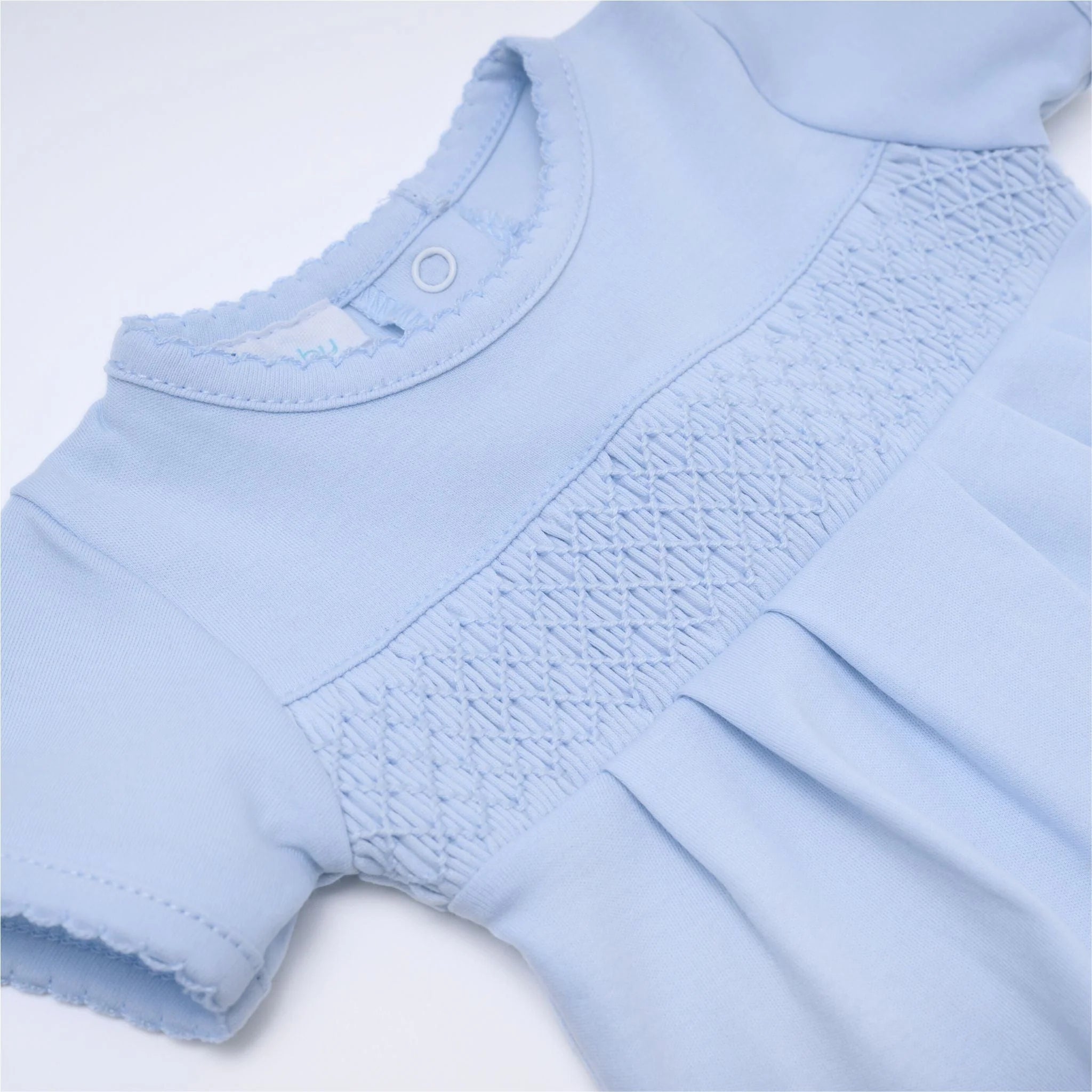 Essentials Light Blue Smocked Bubble