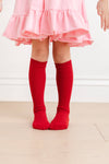 Cherry Cable Knit Knee High Socks