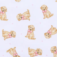 Sweet Golden Print Ruffle Zip Footie - Pink