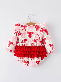 Valentine Bow Long Sleeve Ruffle Bubble