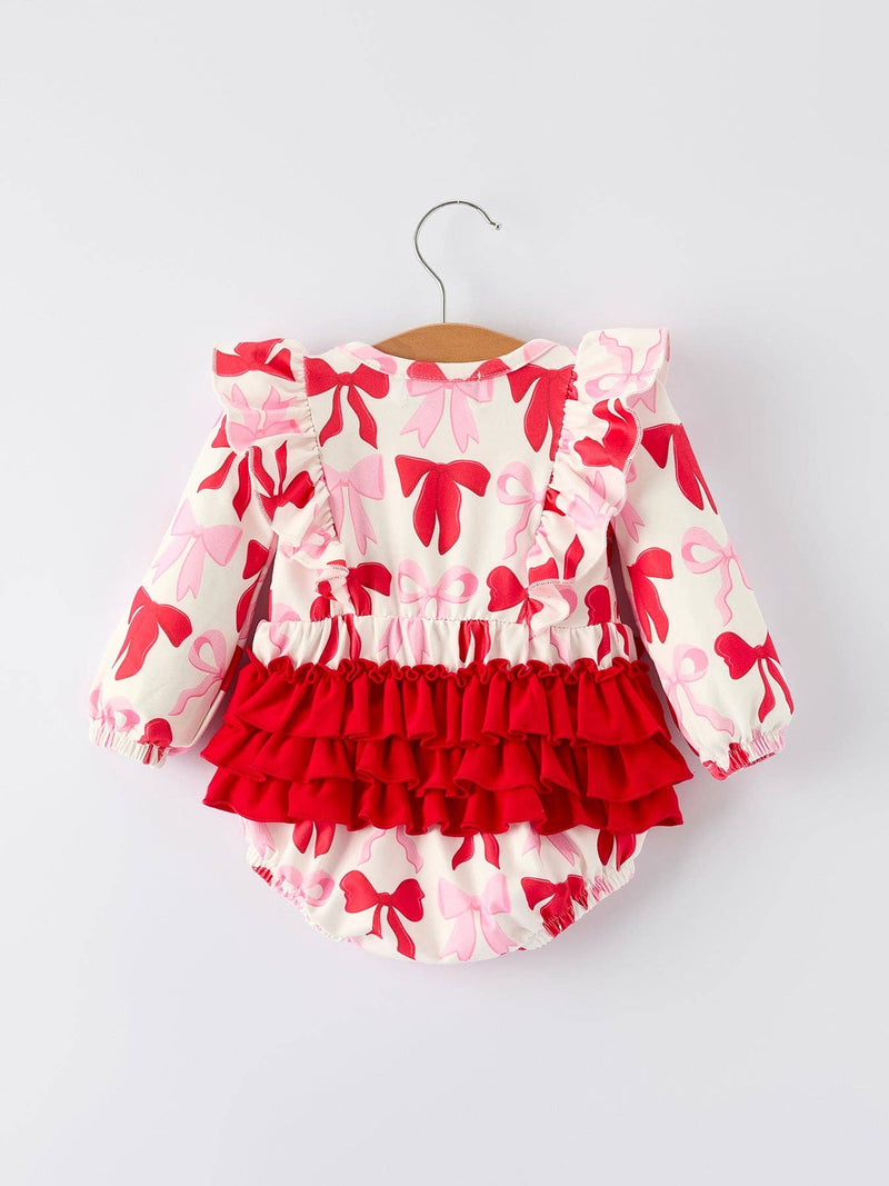 Valentine Bow Long Sleeve Ruffle Bubble